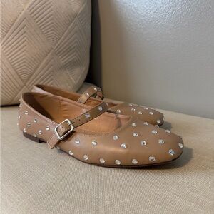 Barnes’s Studded Tan Mary Jane Flats